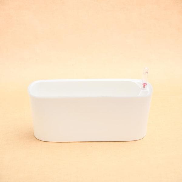 12 inch (30 cm) Self Watering Rectangle Plastic Planter (White)