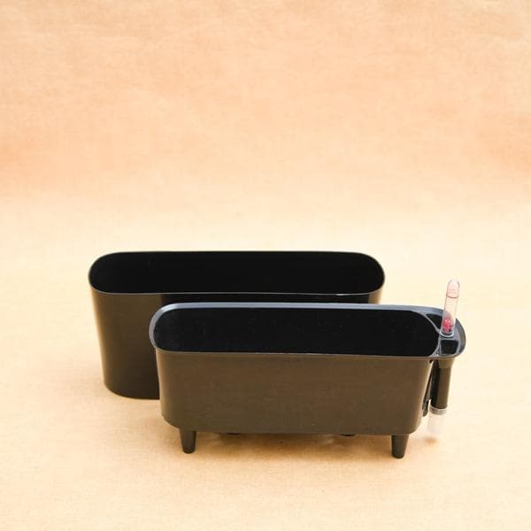 12 inch (30 cm) Self Watering Rectangle Plastic Planter (Black)