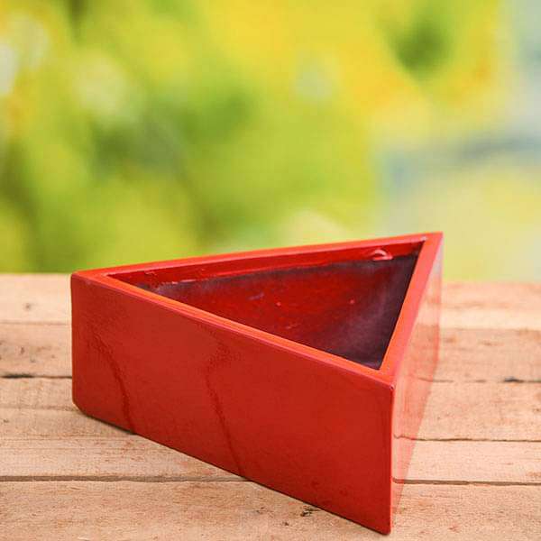 11 inch (28 cm) Triangle Fiberglass Planter (Red)