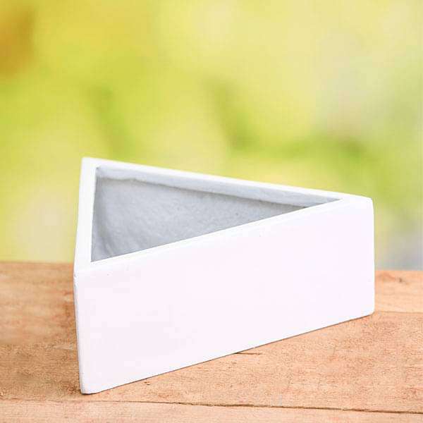 11 inch (28 cm) Triangle Fiberglass Planter (White)
