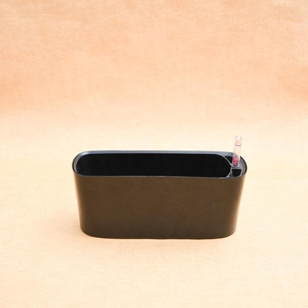 12 inch (30 cm) Self Watering Rectangle Plastic Planter (Black)