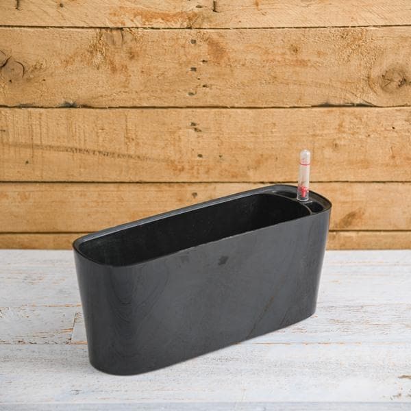 12 inch (30 cm) Self Watering Rectangle Plastic Planter (Black)