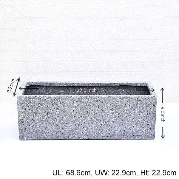 27 inch (69 cm) Stone Finish Rectangle Fiberglass Planter (Grey)