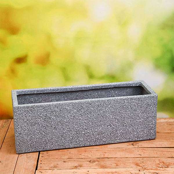 27 inch (69 cm) Stone Finish Rectangle Fiberglass Planter (Grey)