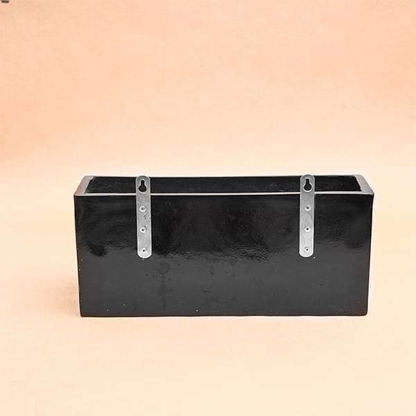15 inch (38 cm) Wall Mounted Rectangle Fiberglass Planter (Black)